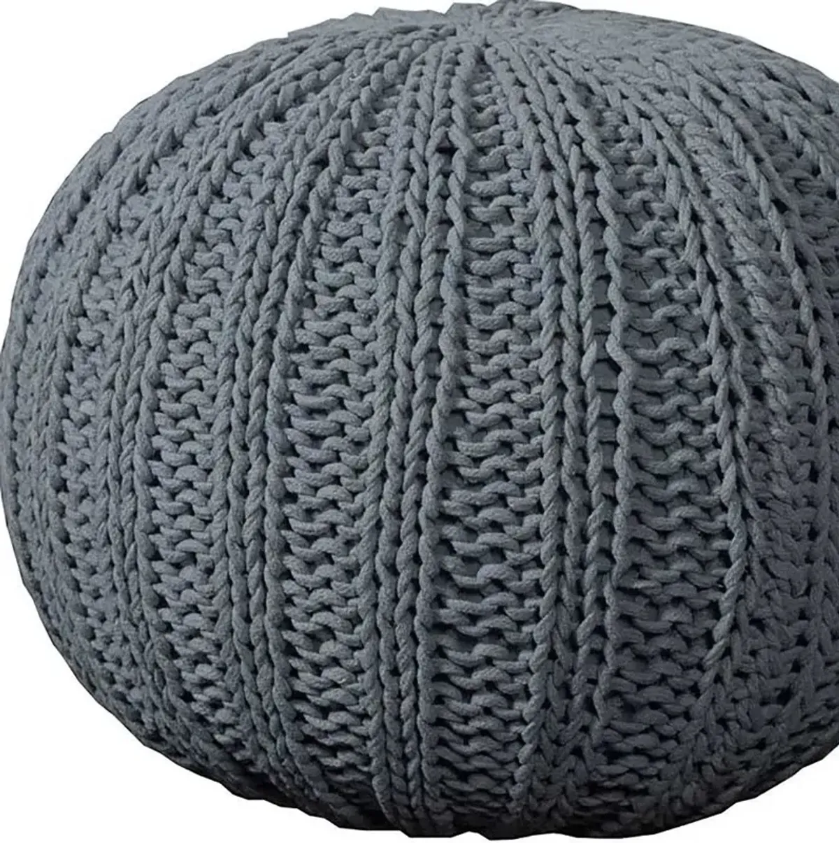 Cotton Round Ottoman - Gray