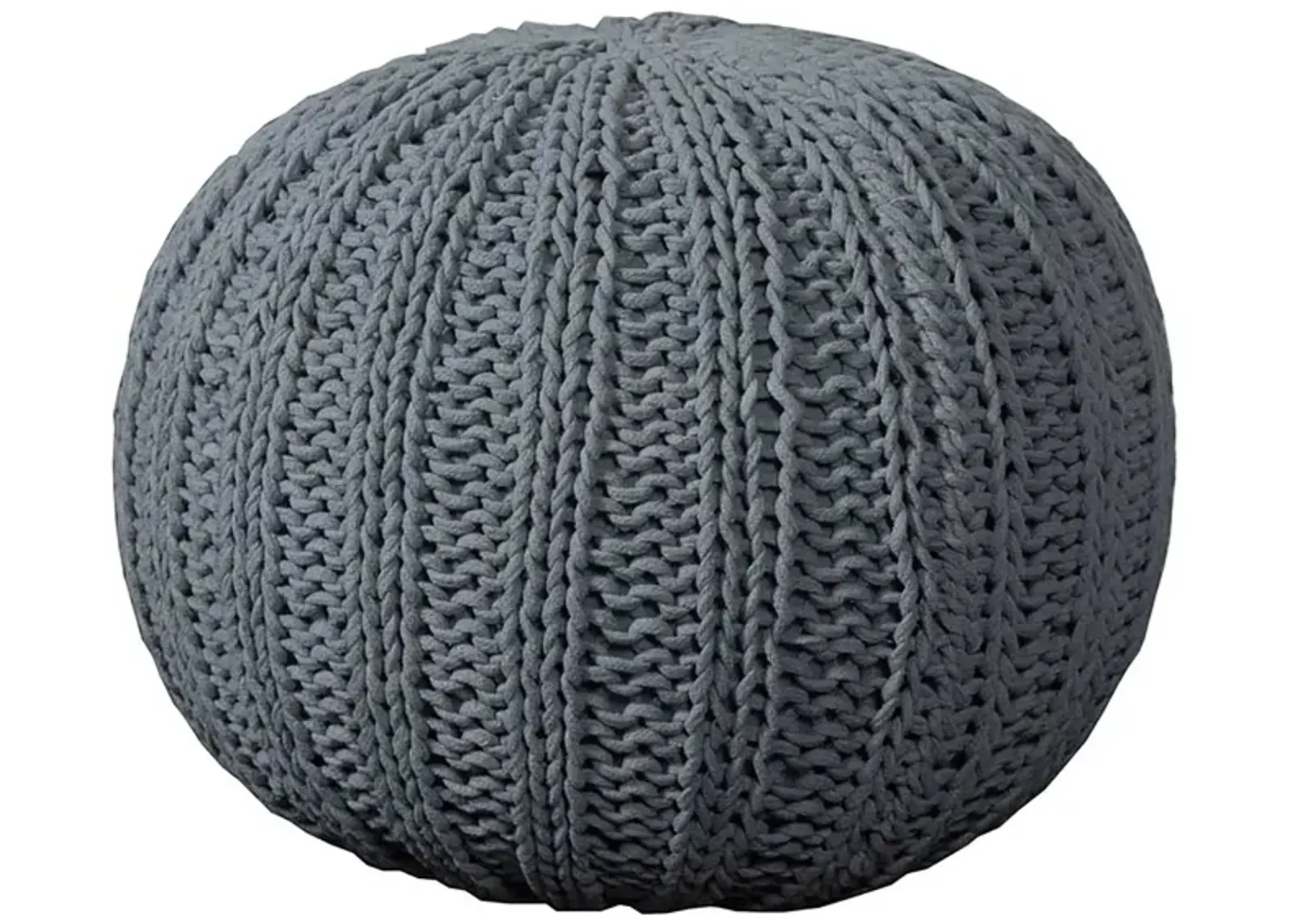 Cotton Round Ottoman - Gray