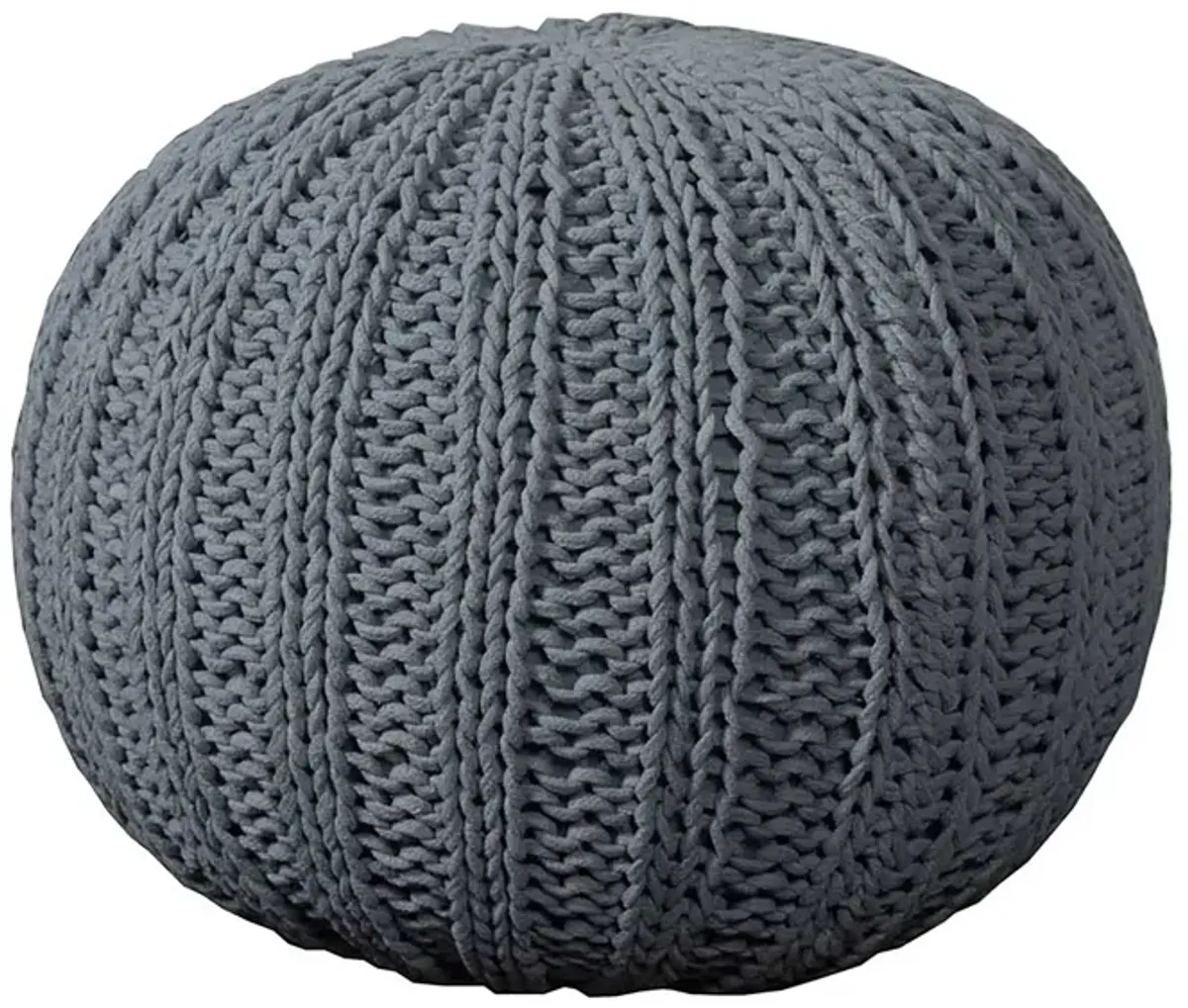 Cotton Round Ottoman - Gray