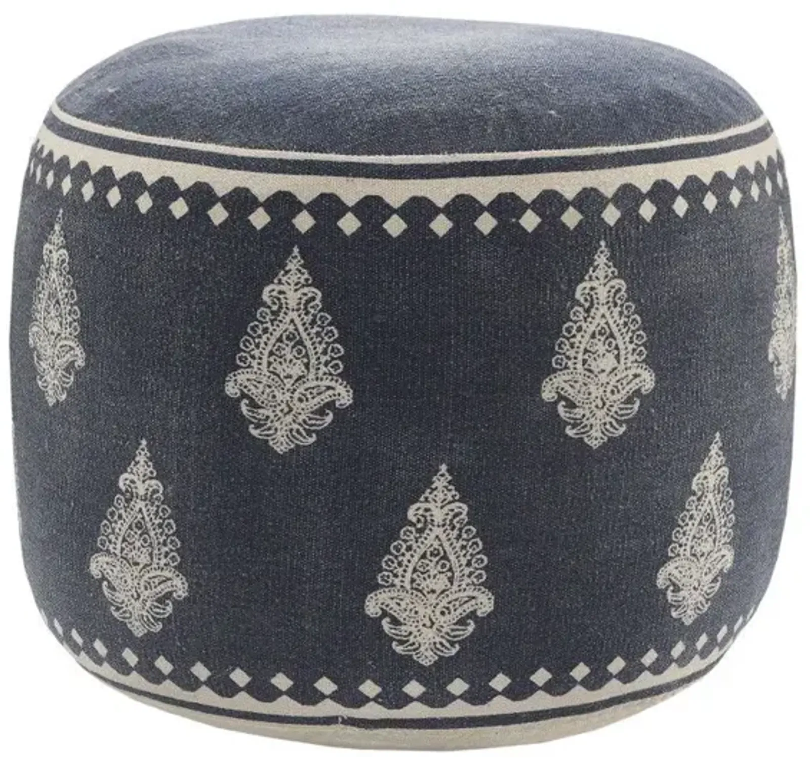 Round Ottoman Cotton - Blue