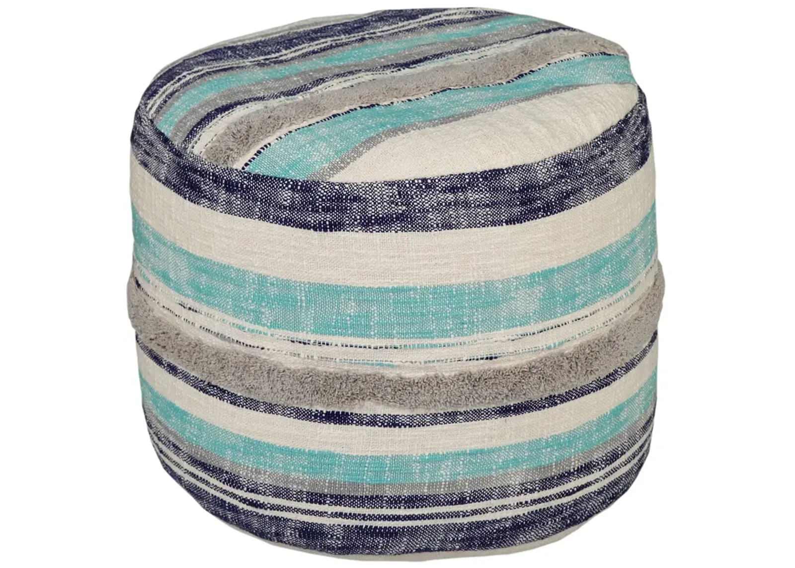 Round Cotton Ottoman - Blue