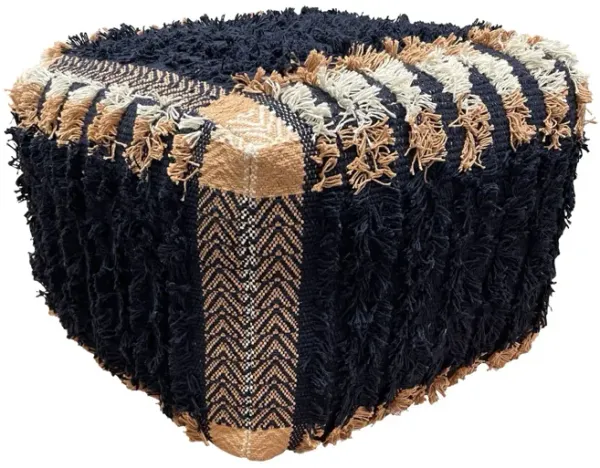 Cotton Square Ottoman - Blue