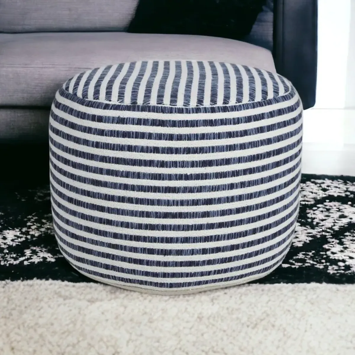 Cotton Ottoman Round - Blue