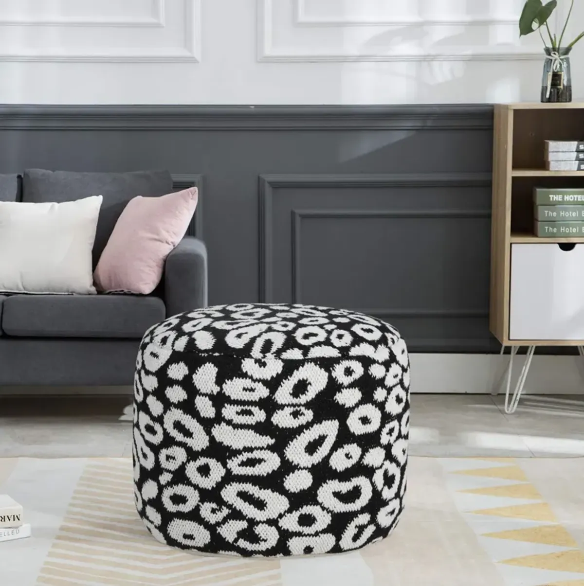 Blend Cotton Ottoman - Black