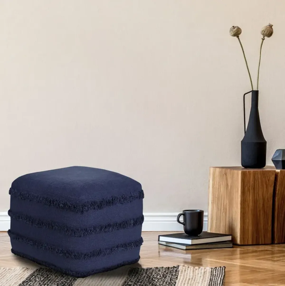 Cotton Square Ottoman 18" - Blue