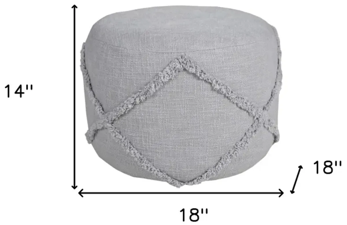 Cotton Ottoman Round - Gray