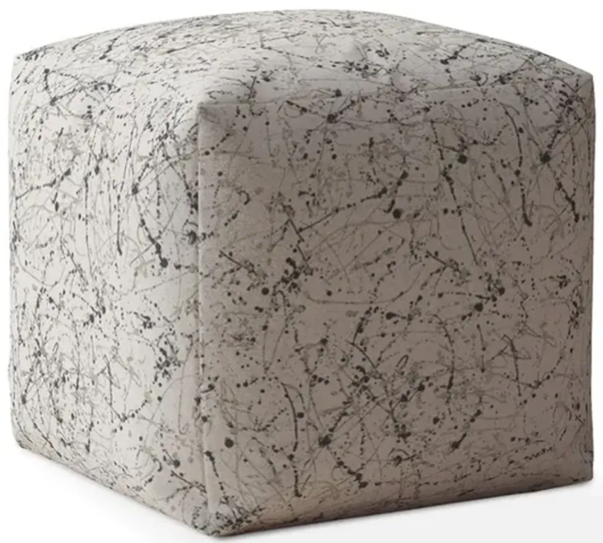 Cotton Abstract Pouf Ottoman - Beige