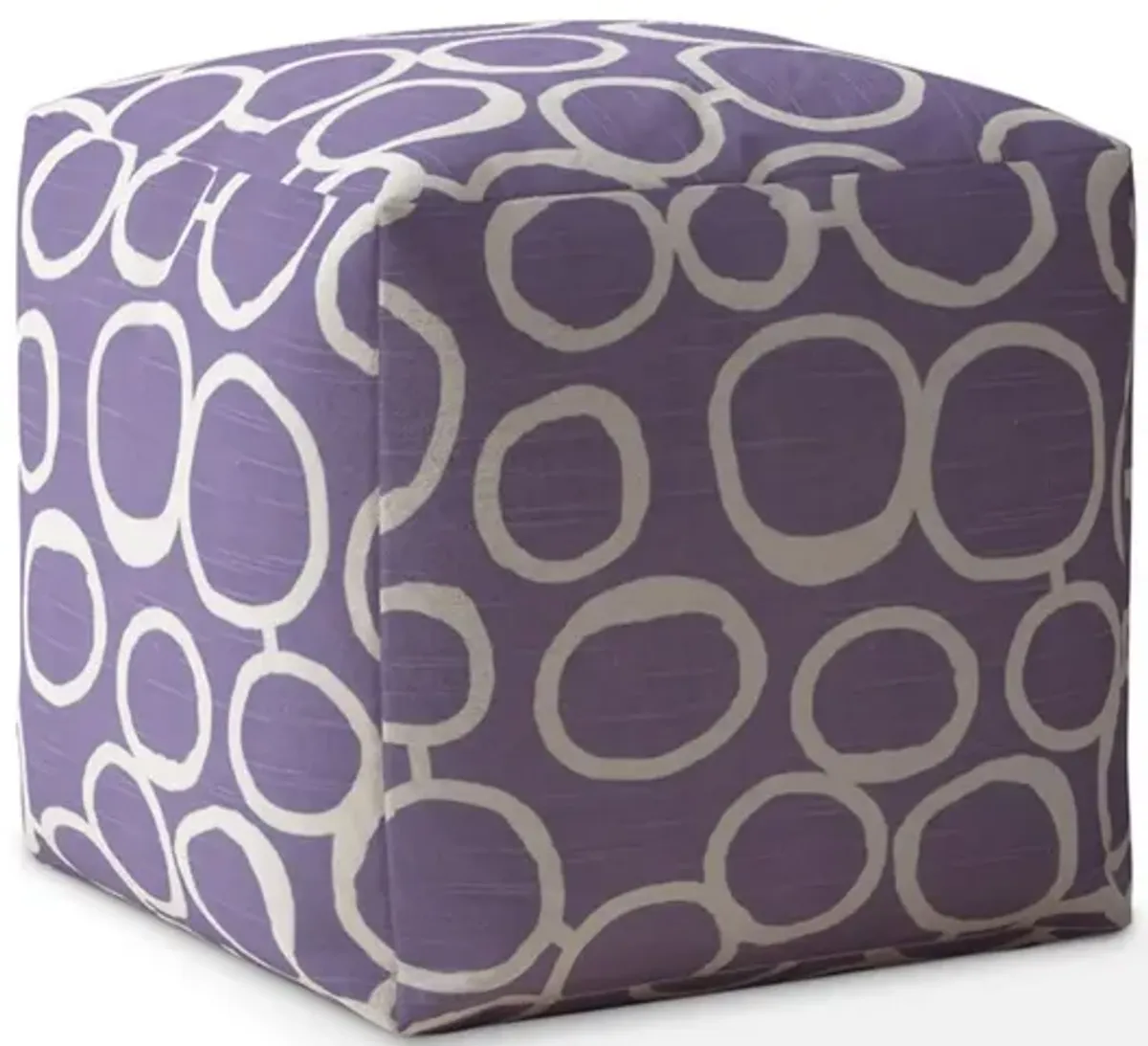 Cotton Abstract Pouf Ottoman - Purple / White