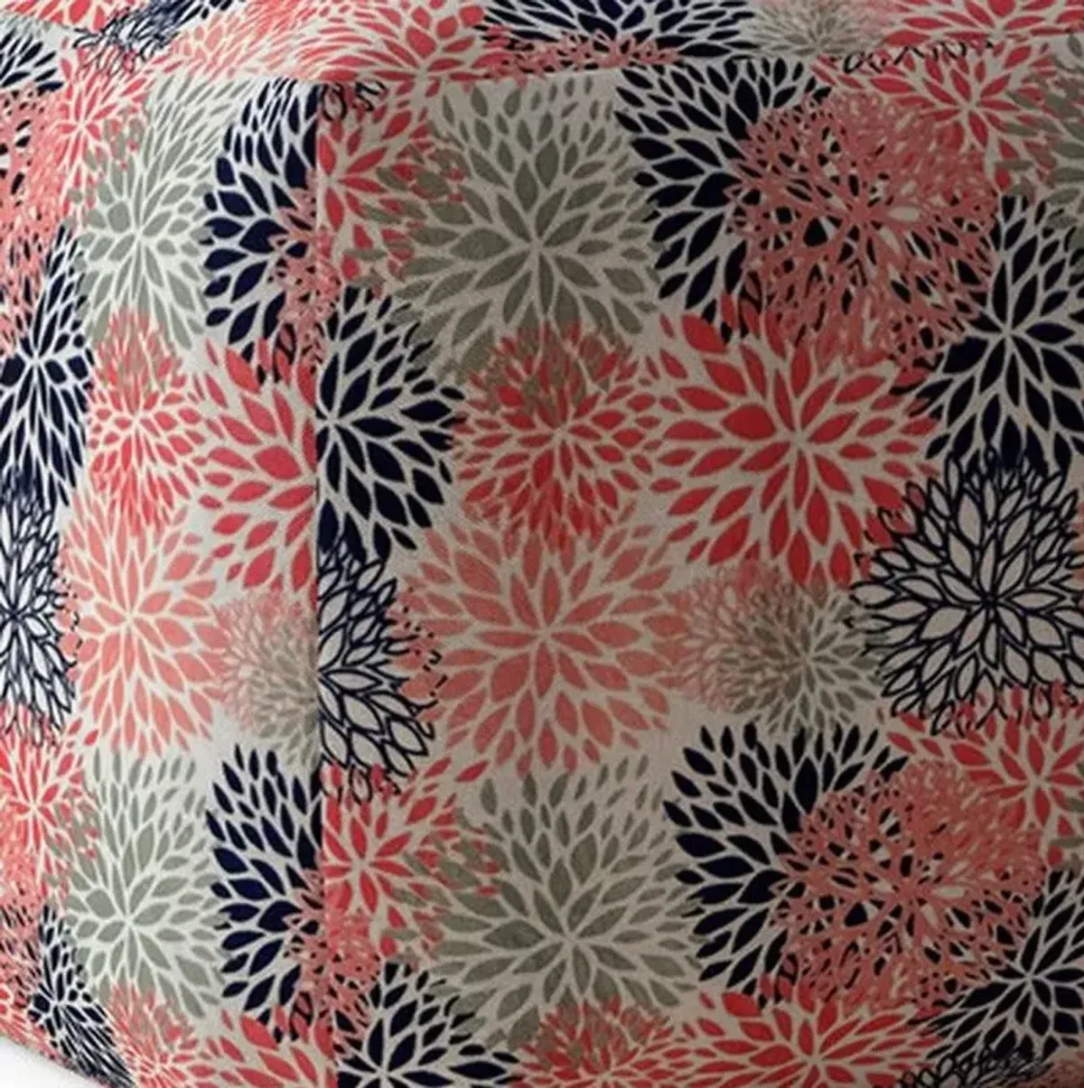 Polyester Floral Pouf Ottoman - Coral