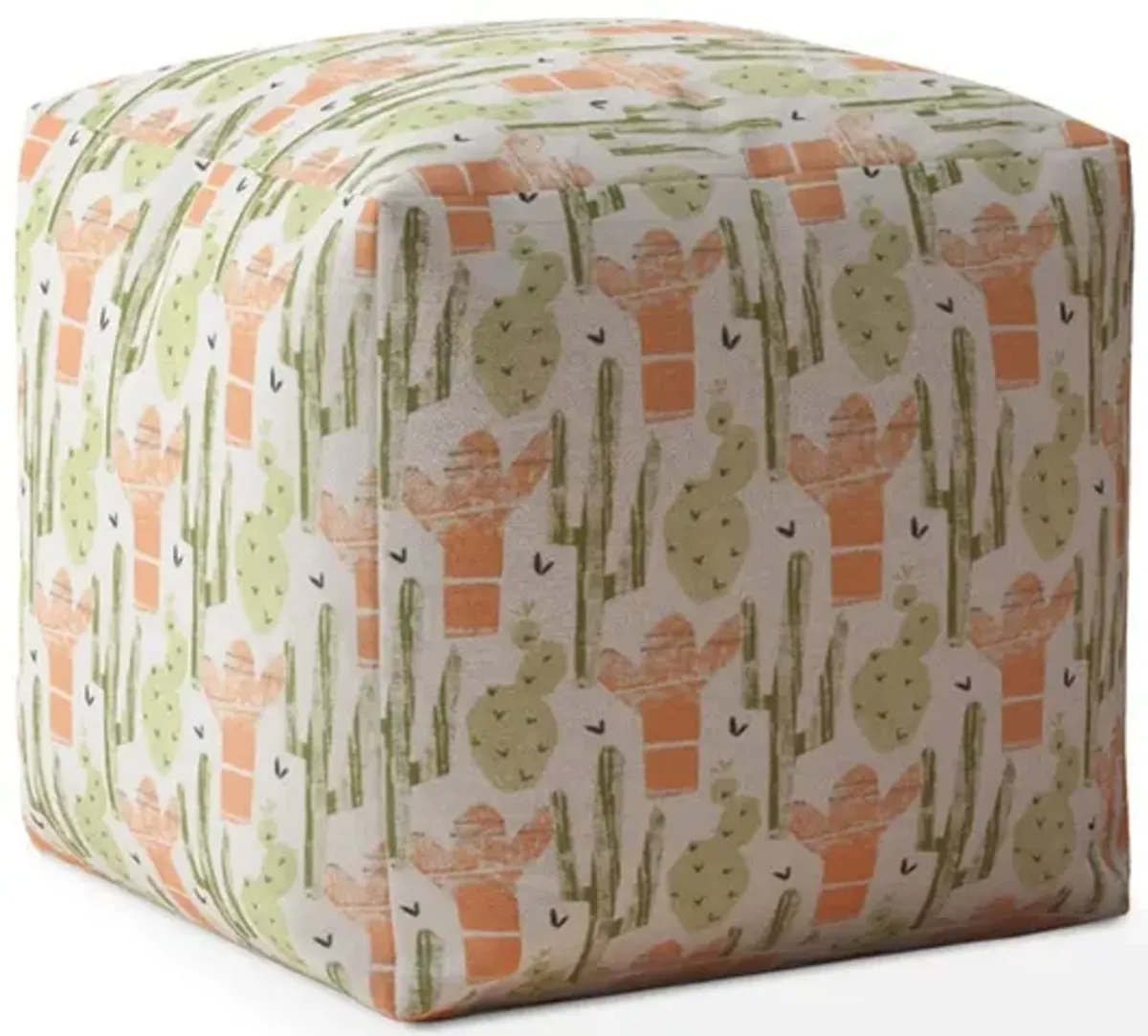 Cotton Cactus Pouf Ottoman - Orange