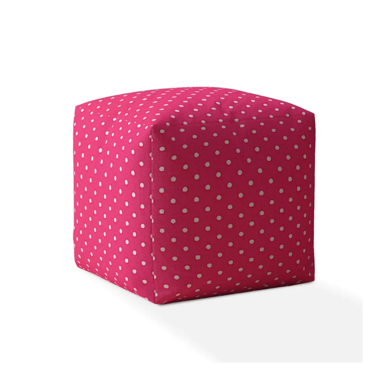 Cotton Polka Dots Pouf Ottoman - Pink