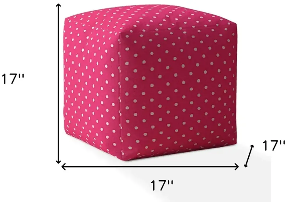 Cotton Polka Dots Pouf Ottoman - Pink