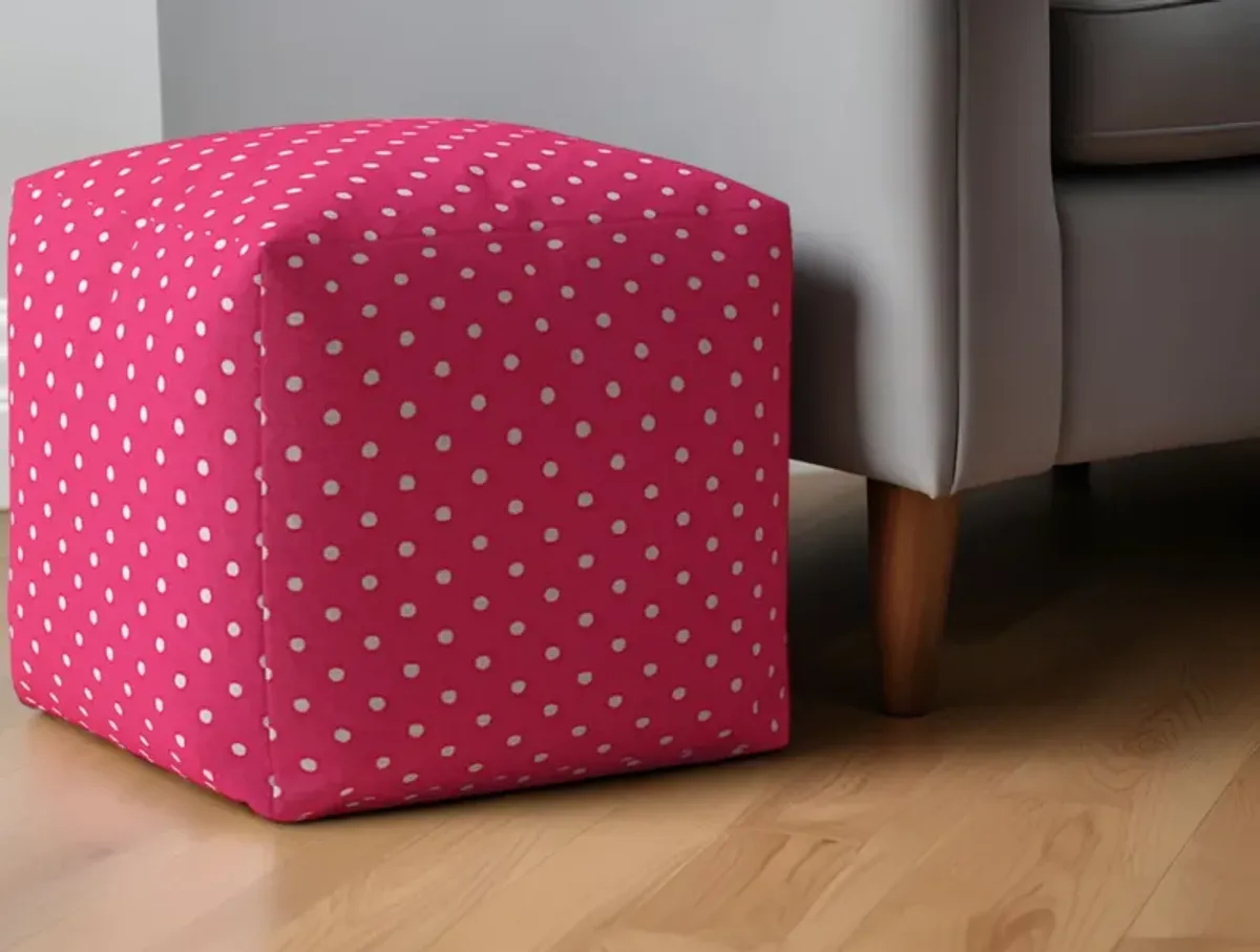 Cotton Polka Dots Pouf Ottoman - Pink