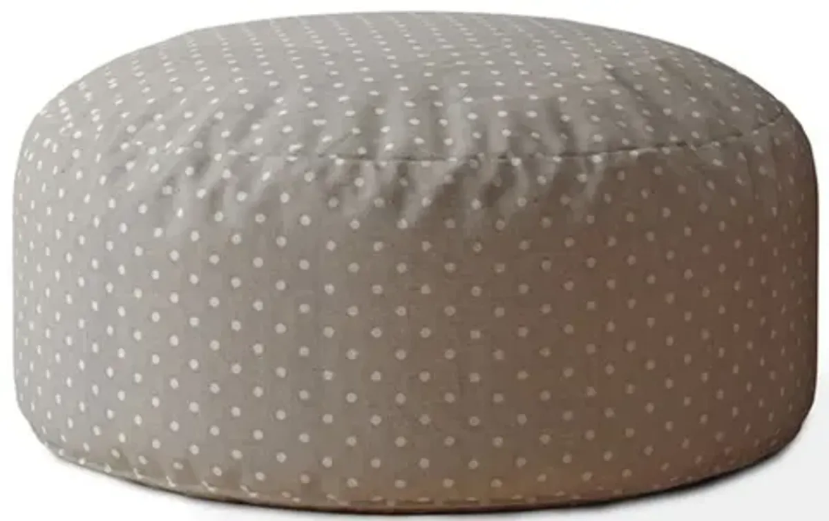 Cotton Round Polka Dots Pouf Ottoman - Gray