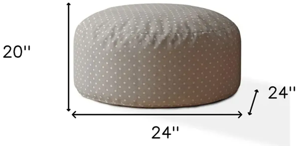 Cotton Round Polka Dots Pouf Ottoman - Gray