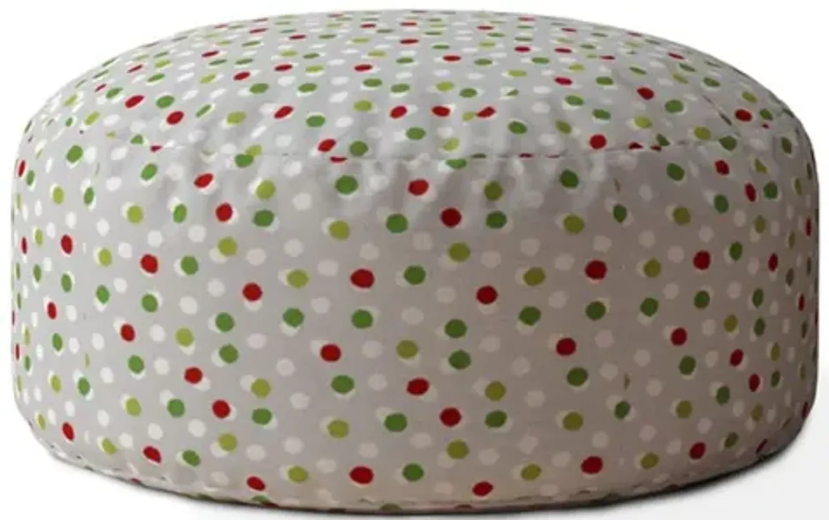 Cotton Round Polka Dots Pouf Ottoman - Green