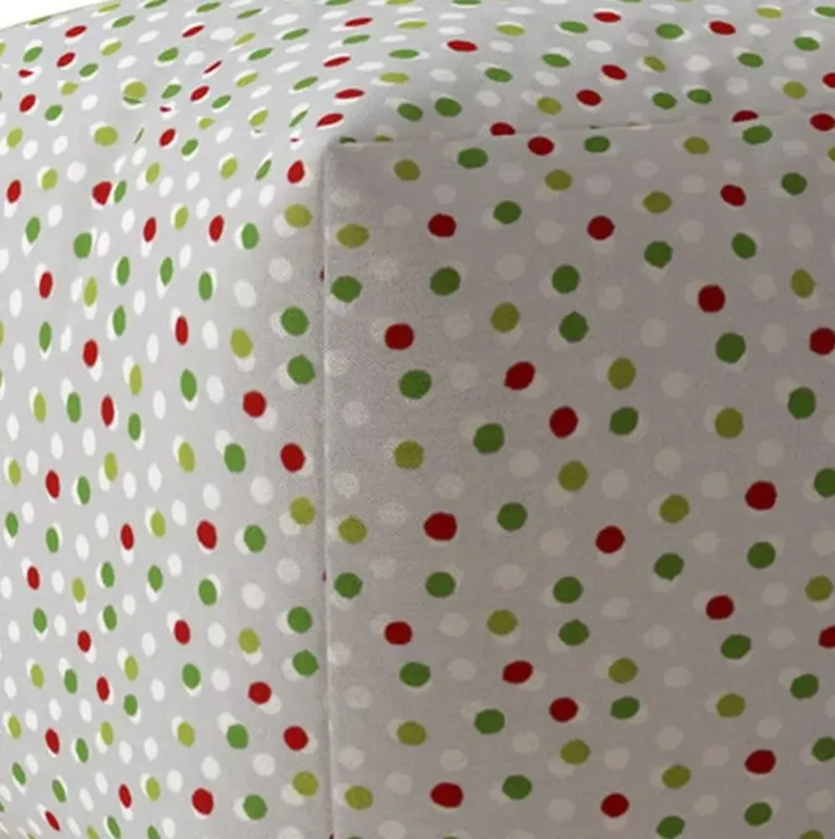 Cotton Polka Dots Pouf Ottoman - Green