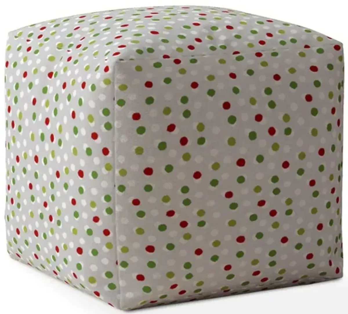 Cotton Polka Dots Pouf Ottoman - Green