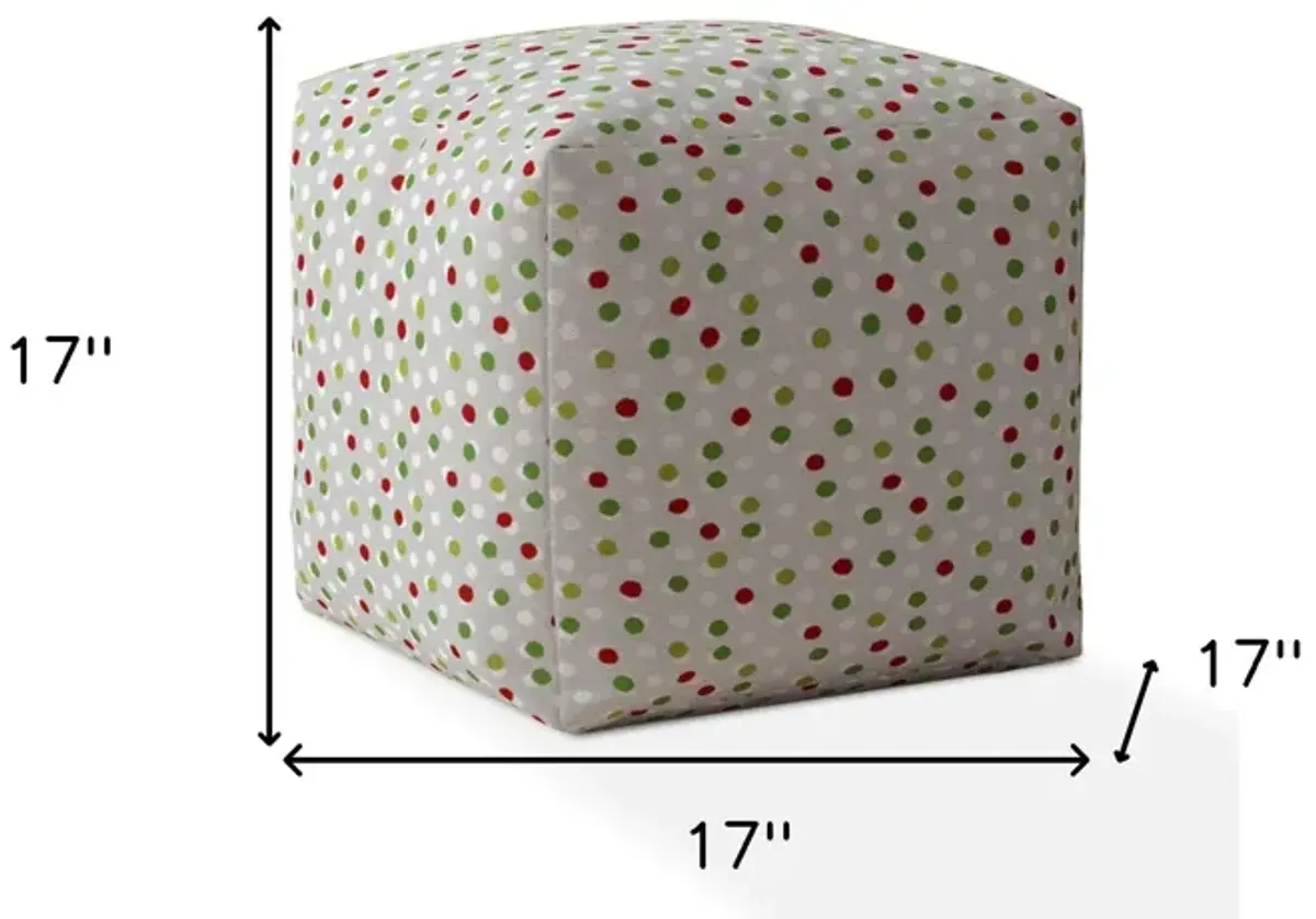 Cotton Polka Dots Pouf Ottoman - Green