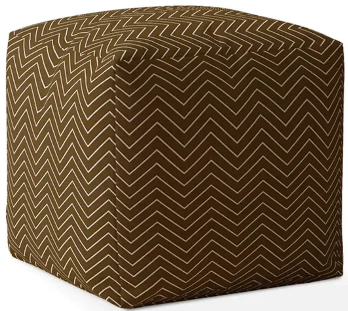 Cotton Chevron Pouf Ottoman - Brown