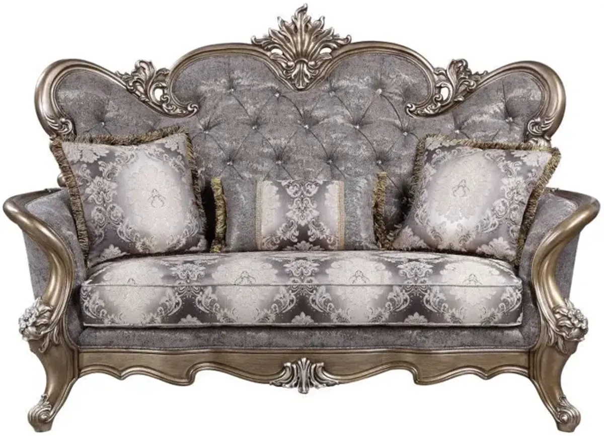 Cotton Blend Loveseat And Toss Pillows - Gray / Platinum