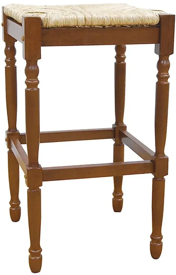 Backless Bar Height Chair With Footrest 29" - Natural And Brown
