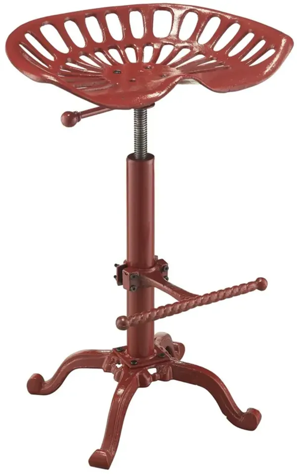 Backless Adjustable Height Bar Chair With Footrest 23" - Red