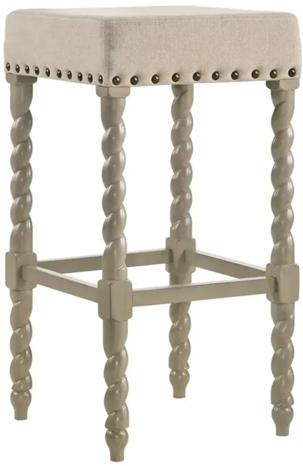 Backless Bar Height Chair With Footrest 30" - Cream And Gray