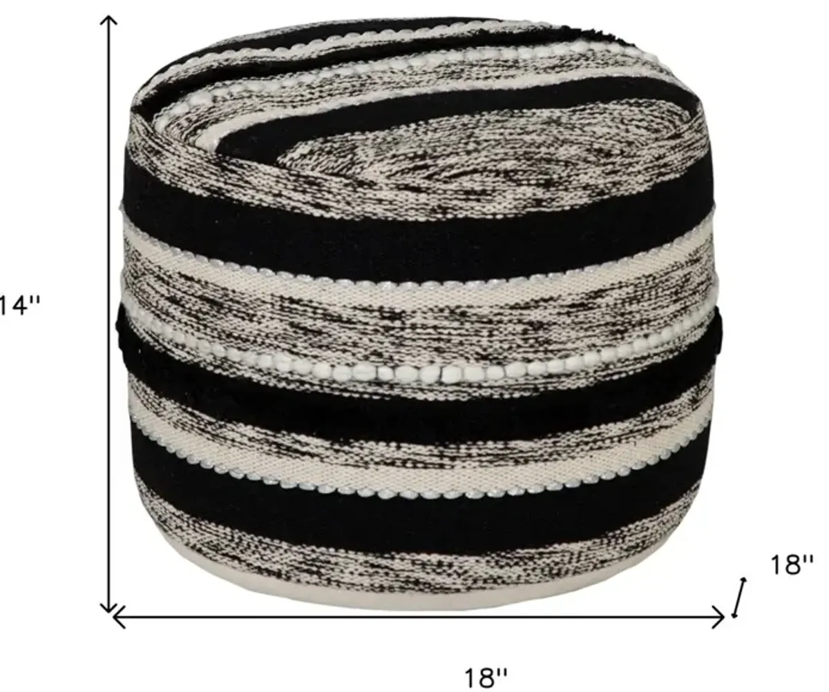 Cotton Ottoman - White / Black