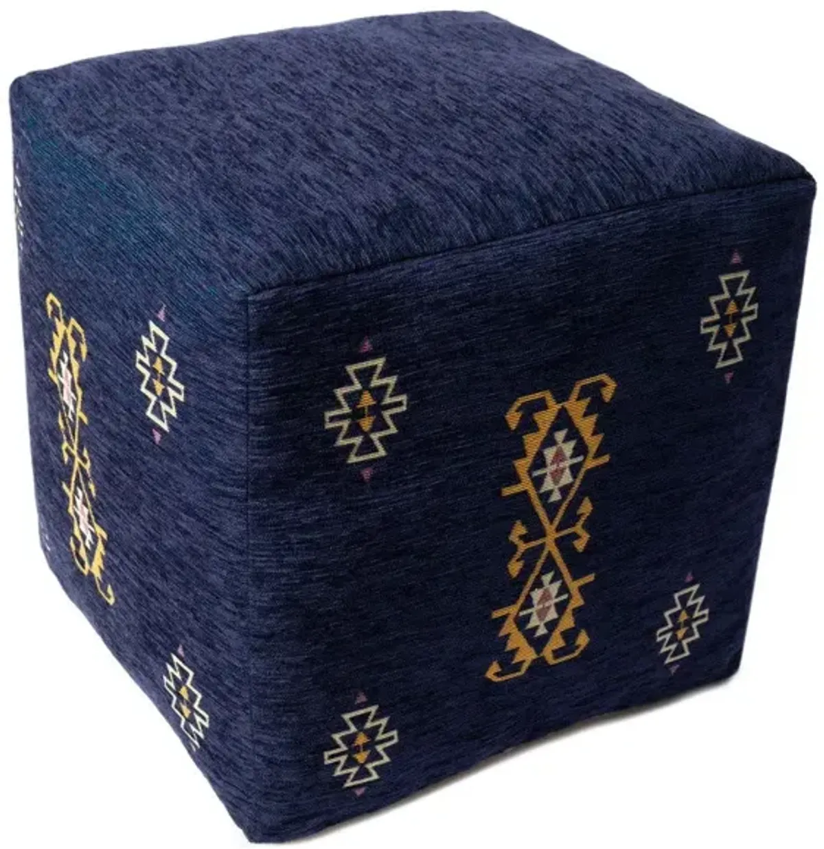 Polyester Blend Ottoman 18" - Blue