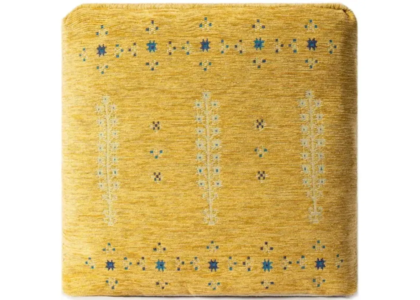 Polyester Blend Ottoman - Yellow