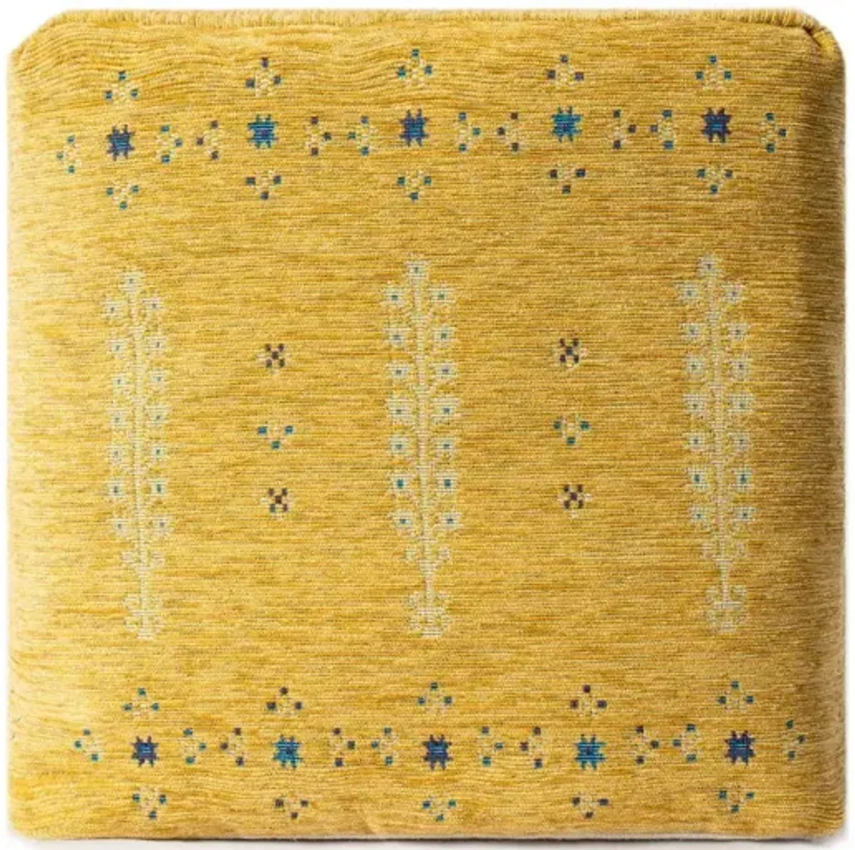 Polyester Blend Ottoman - Yellow