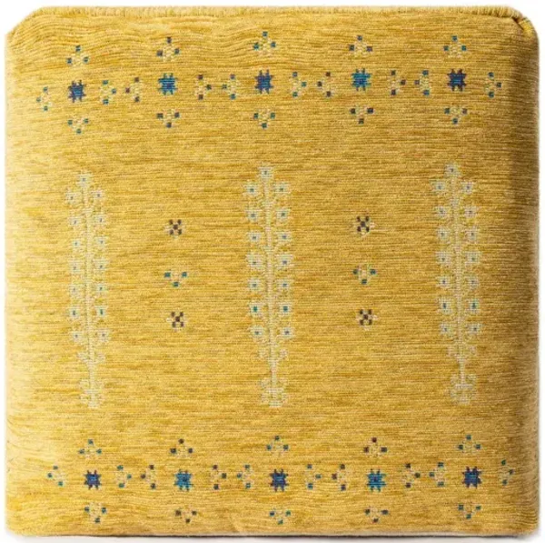 Polyester Blend Ottoman - Yellow