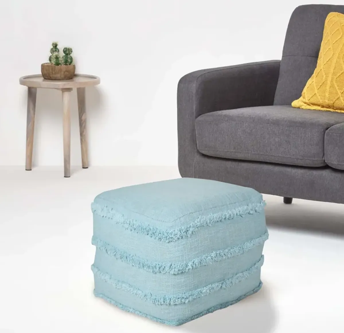 Cotton Ottoman - Light Blue