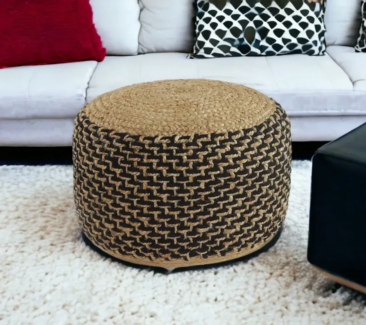 Jute Ottoman - Tan