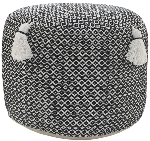 Cotton Ottoman Round - Black