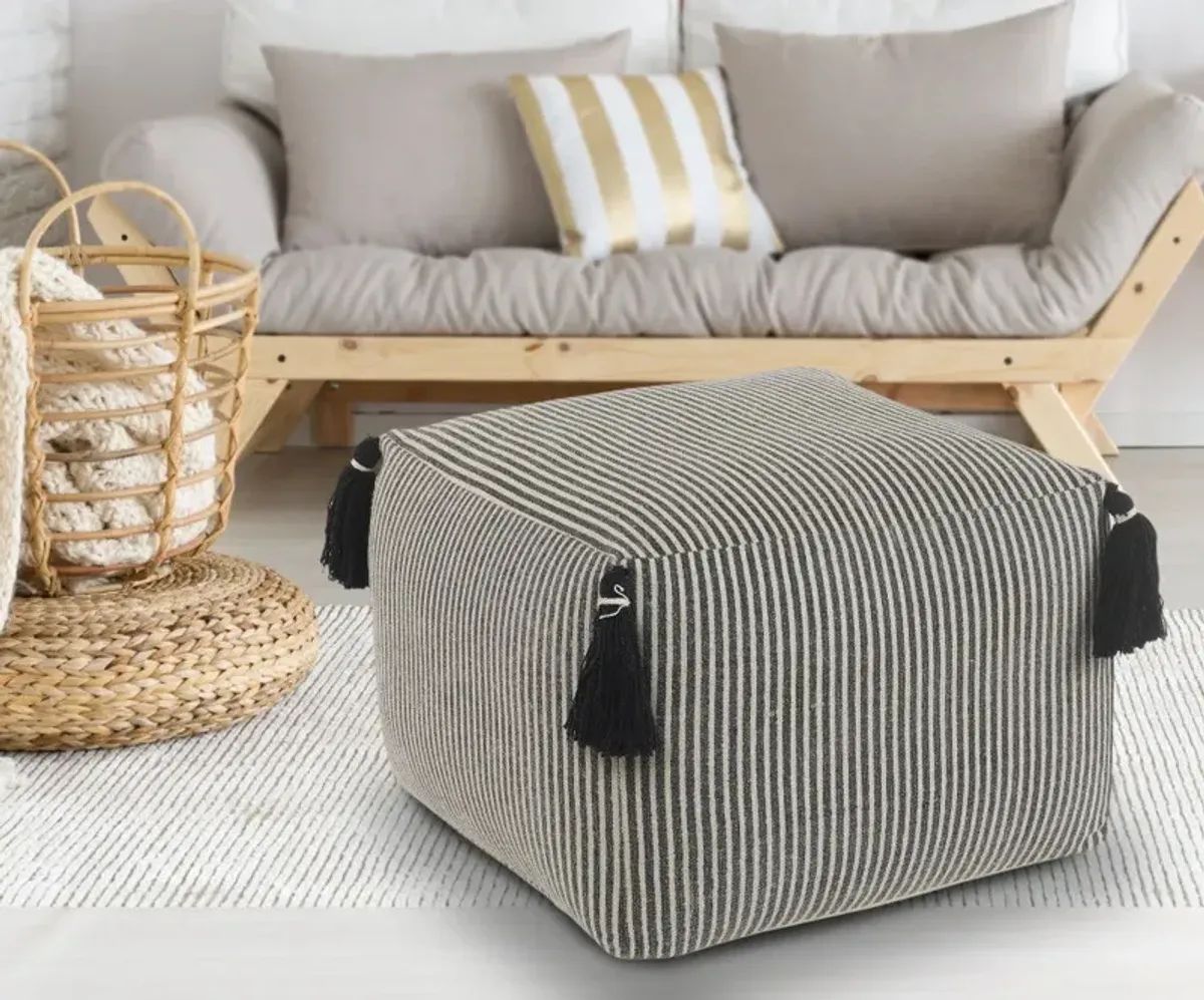 Square Cotton Ottoman - Gray