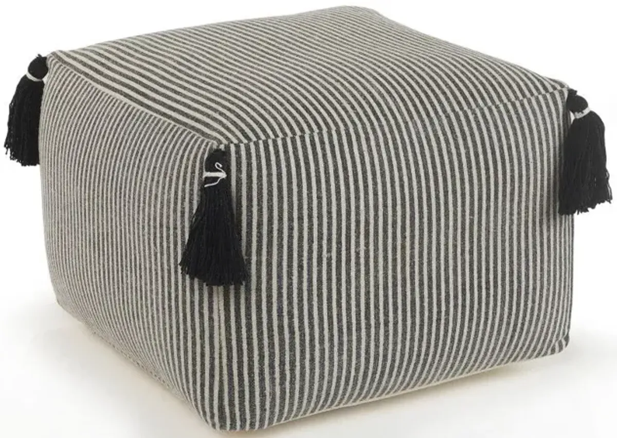 Square Cotton Ottoman - Gray