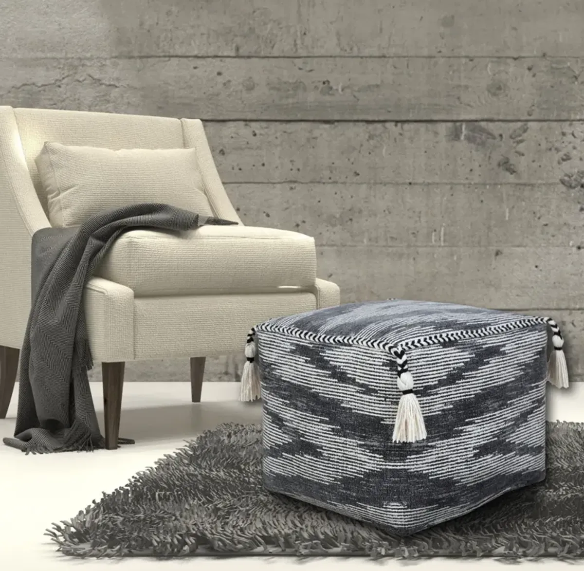 Cotton Ottoman Square - Gray