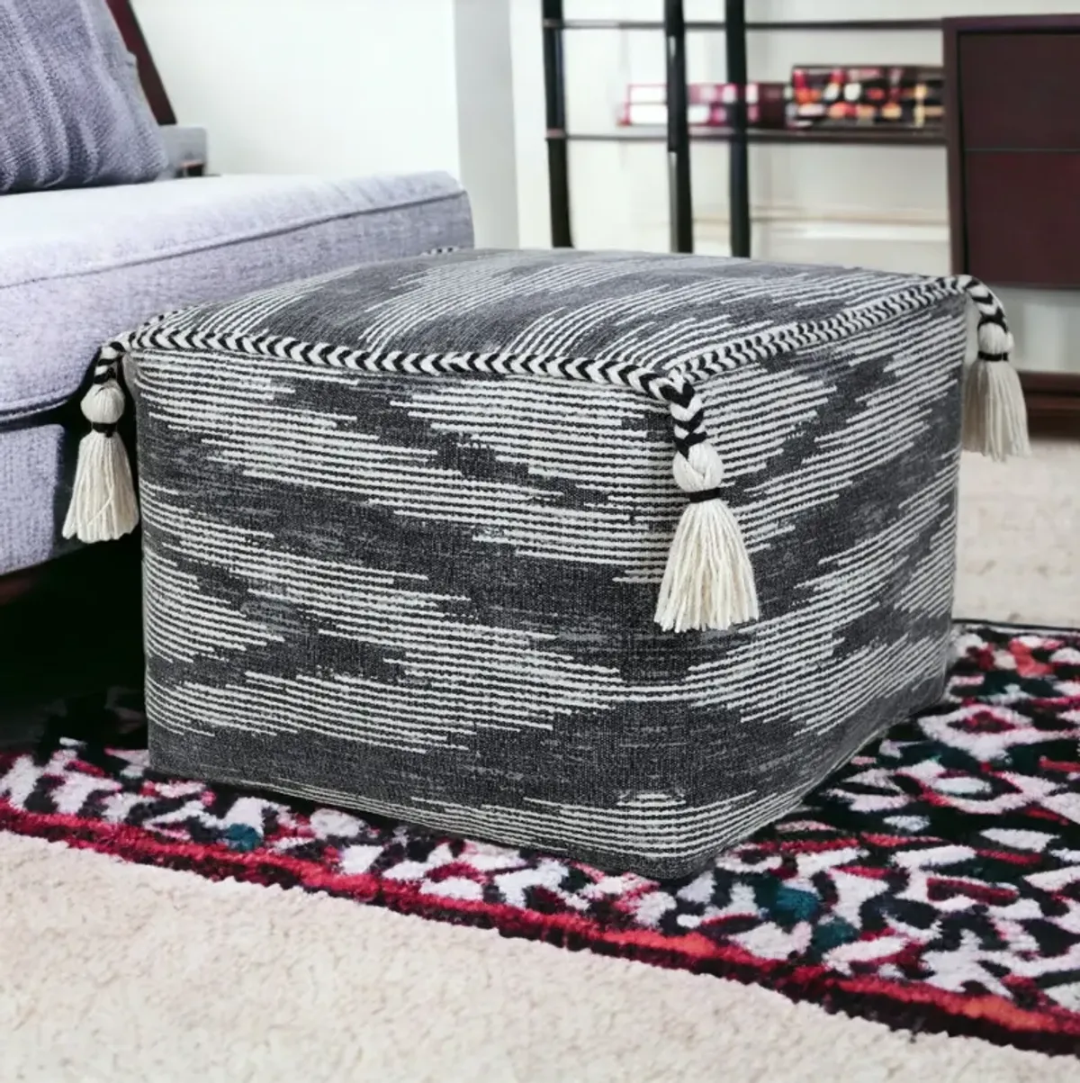 Cotton Ottoman Square - Gray