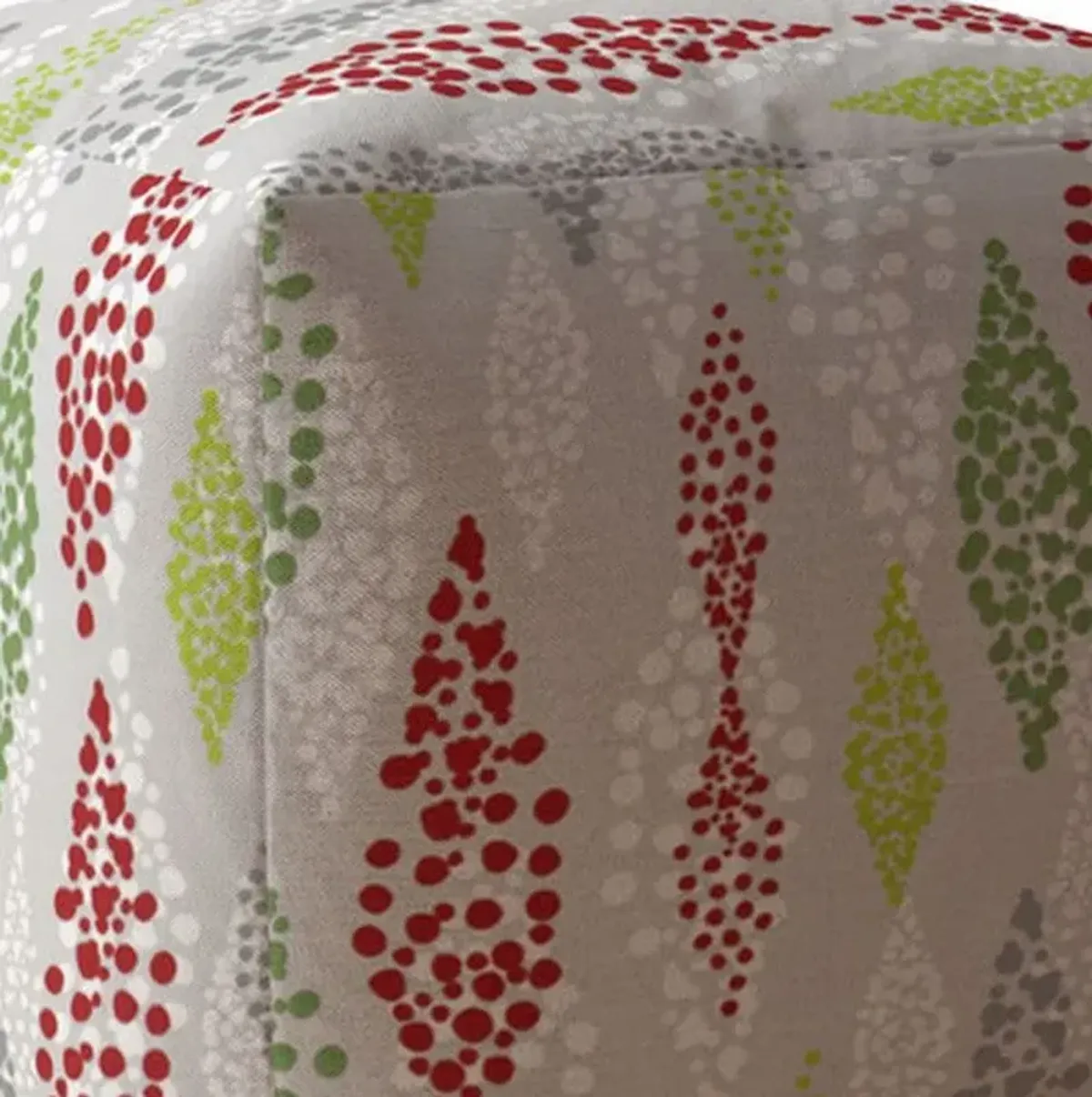 Cotton Polka Dots Pouf Ottoman - Ivory