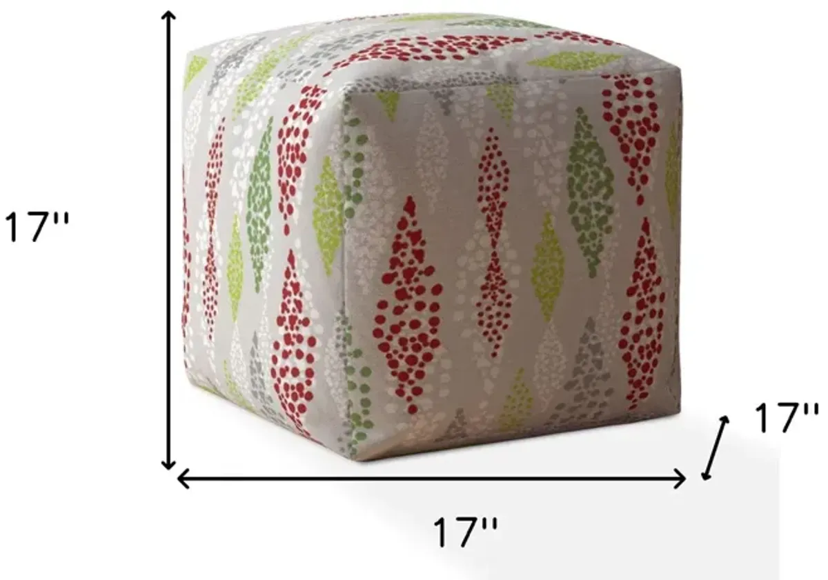 Cotton Polka Dots Pouf Ottoman - Ivory