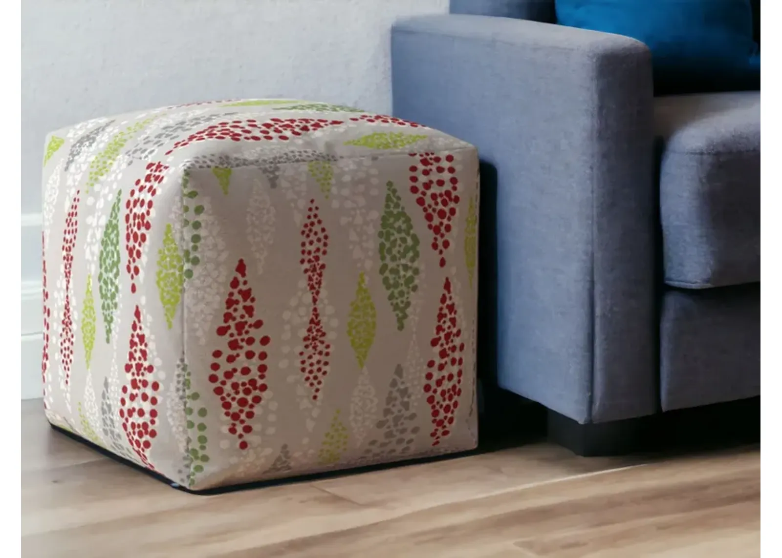 Cotton Polka Dots Pouf Ottoman - Ivory