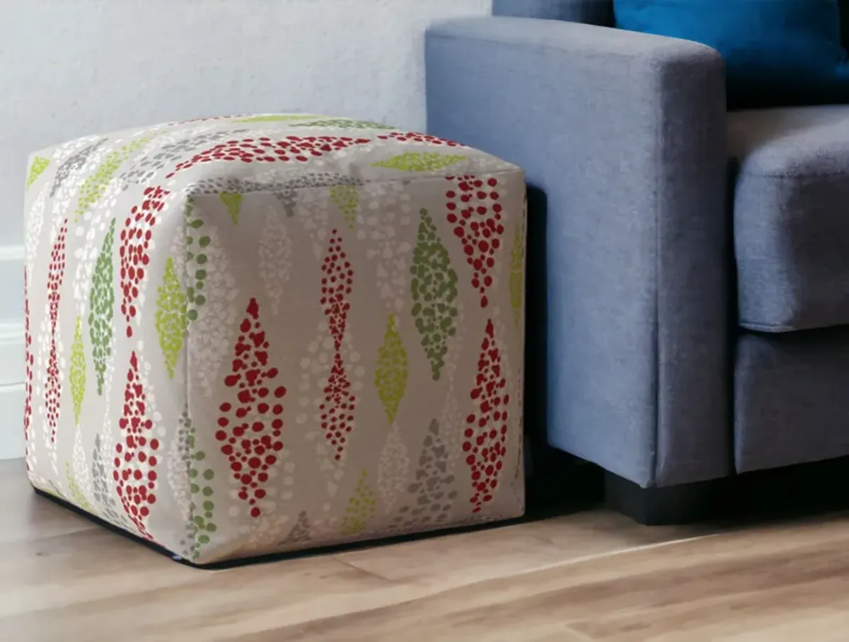 Cotton Polka Dots Pouf Ottoman - Ivory