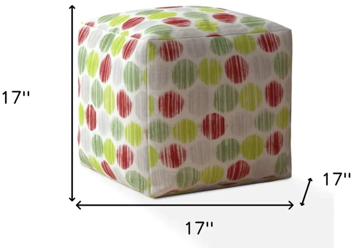 Polka Dots Pouf Ottoman - Green / White