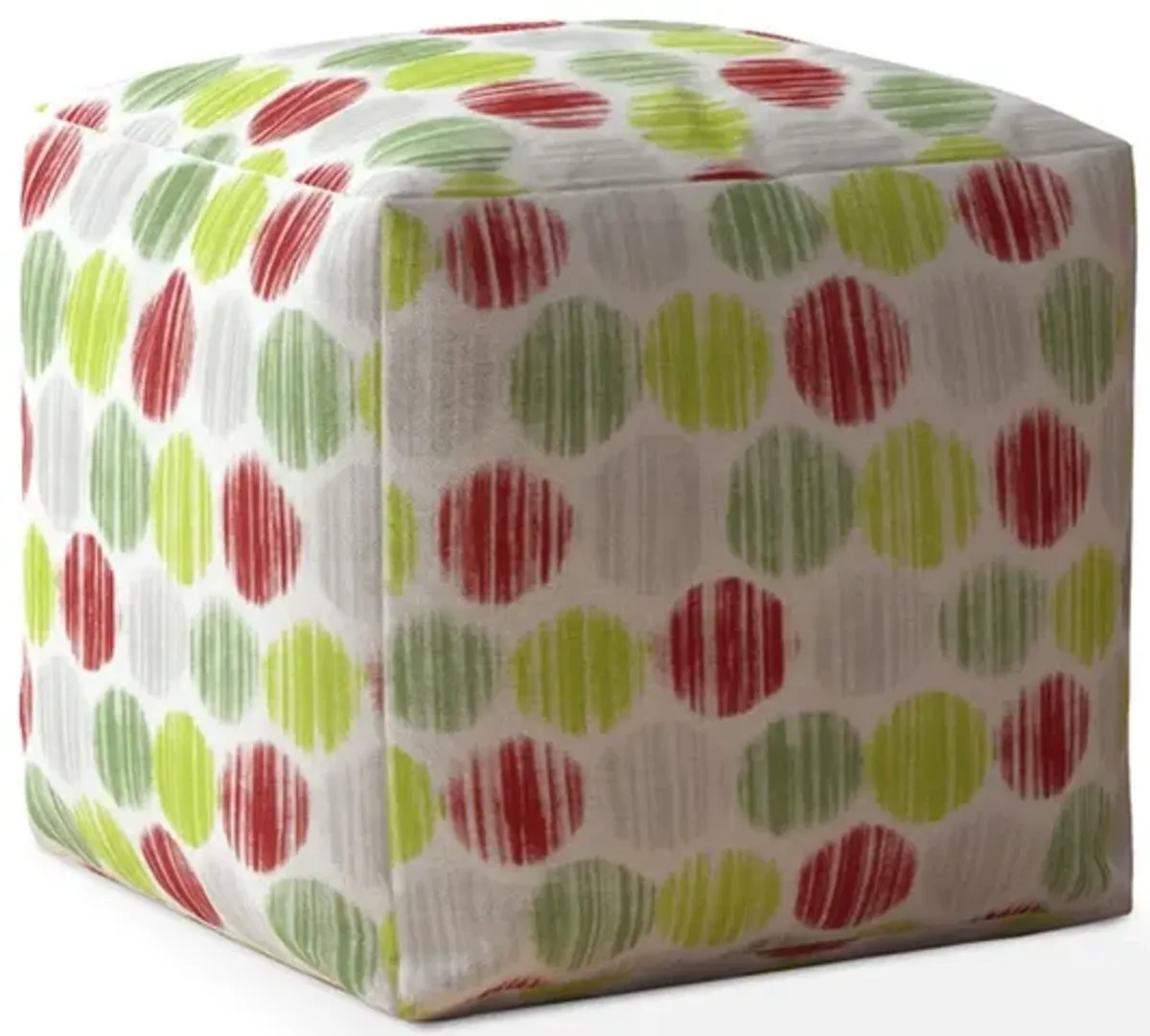 Polka Dots Pouf Ottoman - Green / White