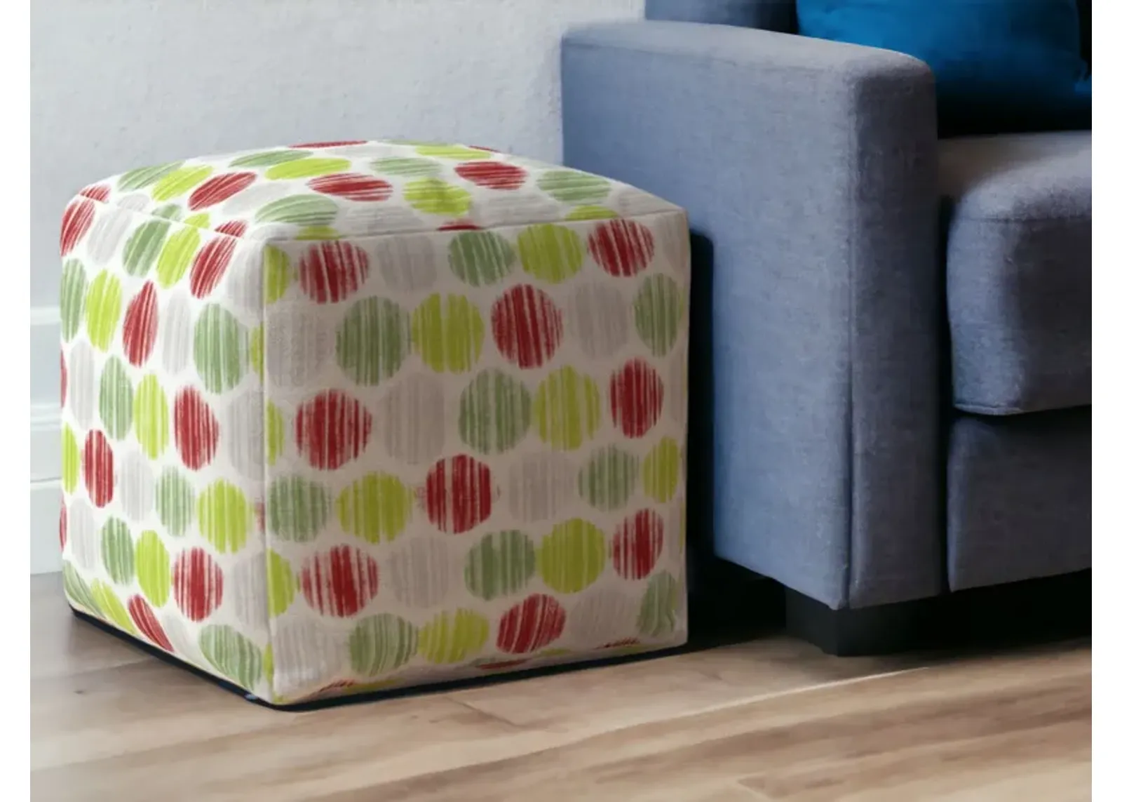 Polka Dots Pouf Ottoman - Green / White