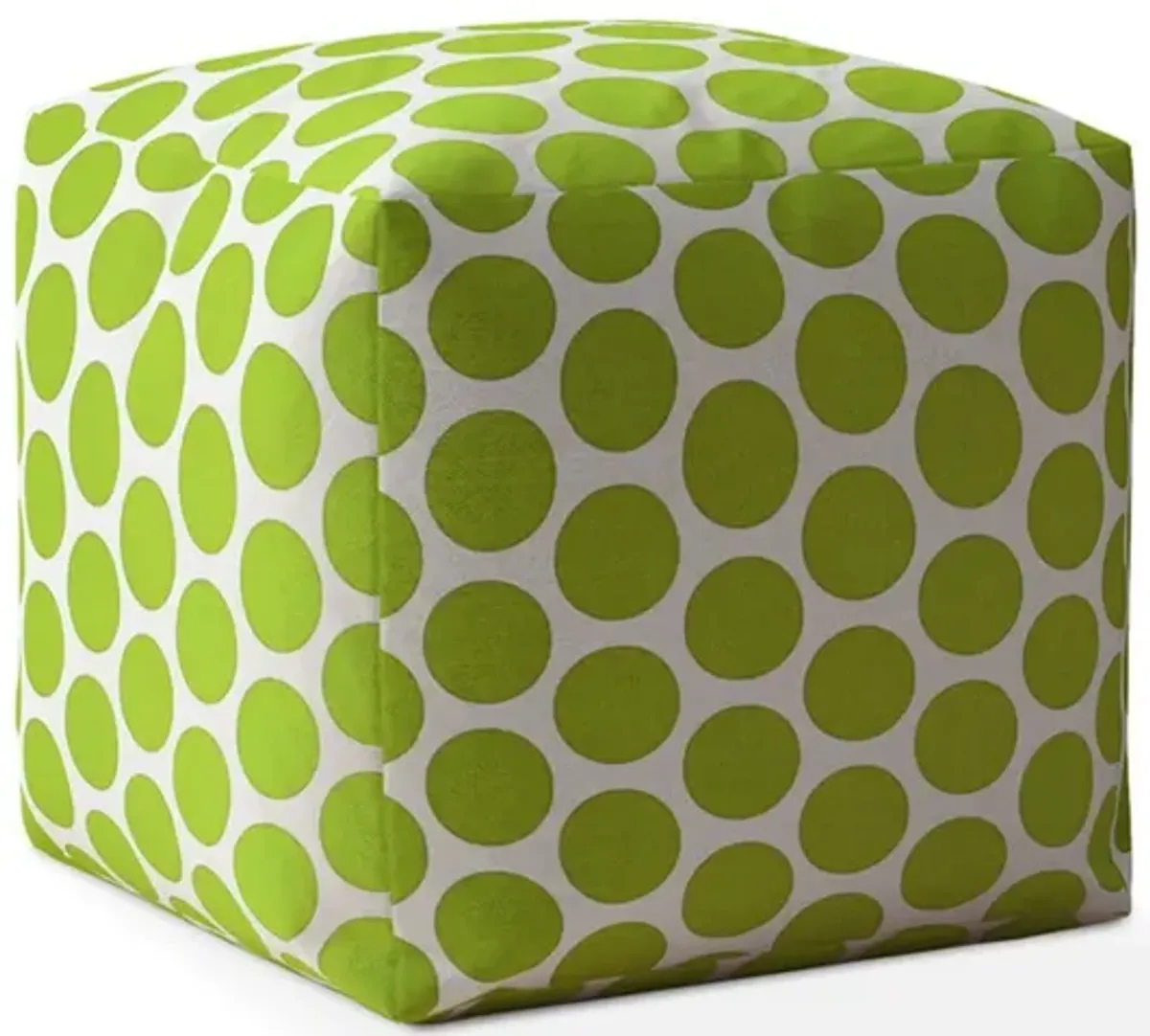 Cotton Polka Dots Pouf Ottoman - Green / White