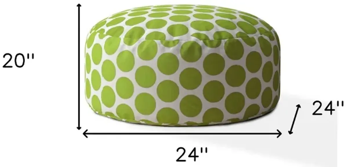 Cotton Round Polka Dots Pouf Ottoman - Green / White