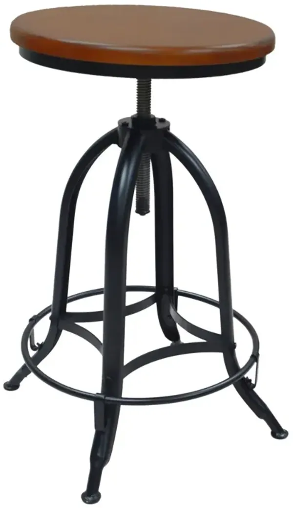 Swivel Backless Adjustable Height Bar Chair With Footrest 30" - Chestnut And Black